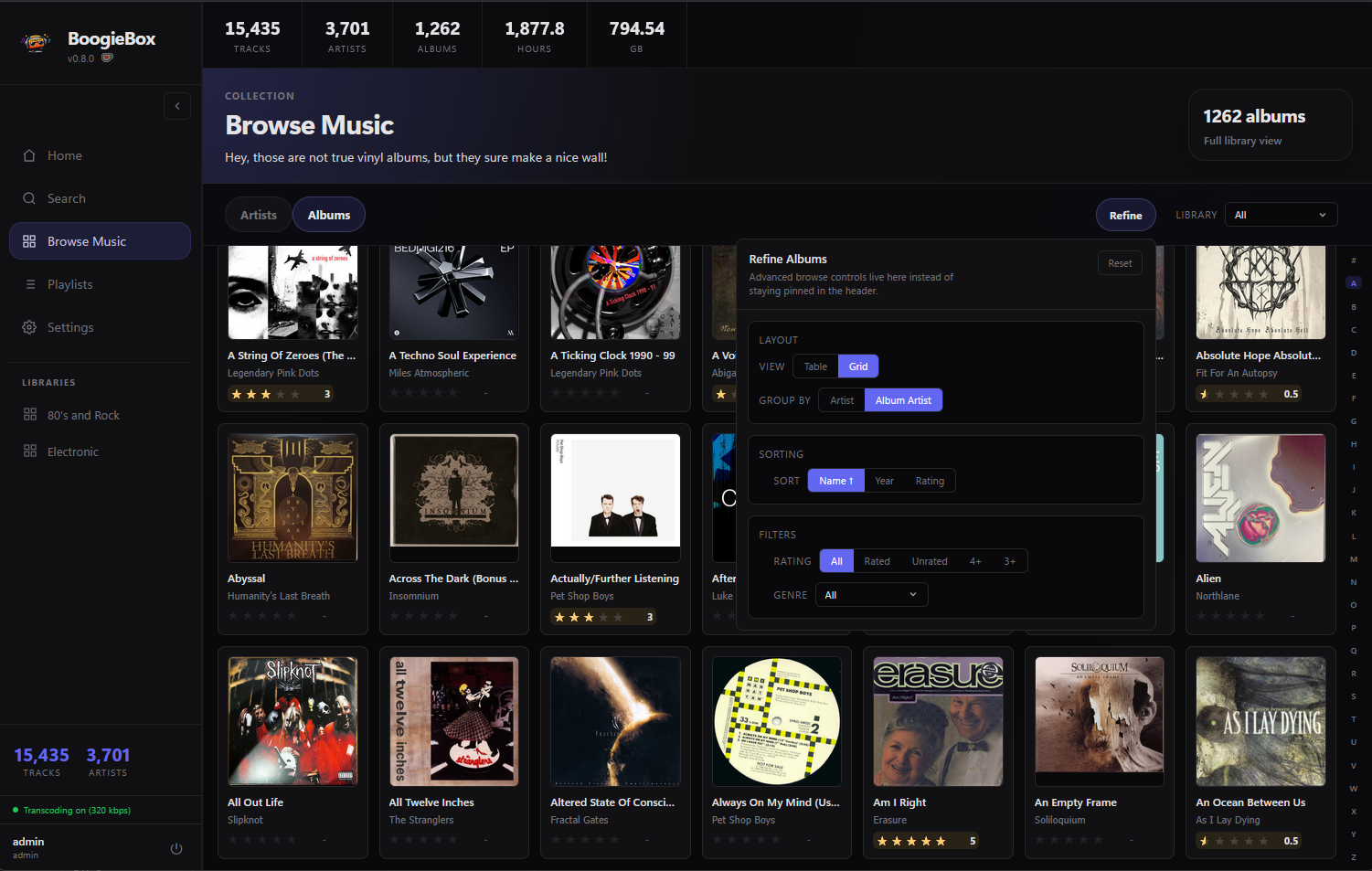 BoogieBox album browser